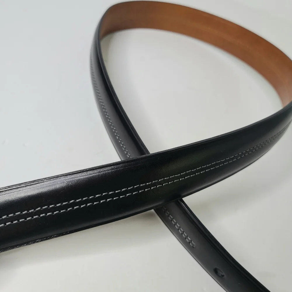 Coach Black Stitch Detail Made in Italy Genuine Leather Belt